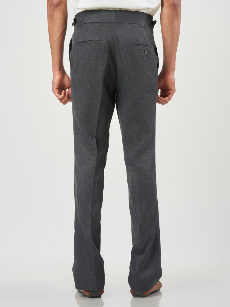 Charcoal Grey Checked Relaxed Fit Smart Casual Trousers
