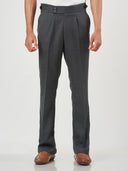 Charcoal Grey Checked Relaxed Fit Smart Casual Trousers