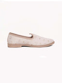 Cream Embroidered Ethnic Slip-On Shoes