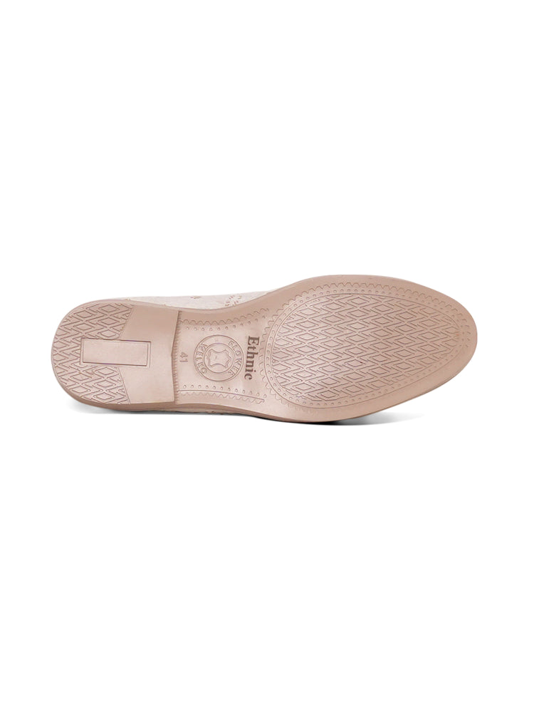 Cream Embroidered Ethnic Slip-On Shoes