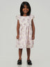 Cream Floral Printed Ruffle Sleeve Frock