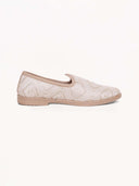 Cream Ornamental Embroidered Ethnic Slip-On Shoes