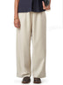 Cream Plain Wide Leg Linen Blend Trousers