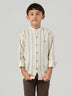 Cream Striped Cotton Linen Long Sleeve Shirt