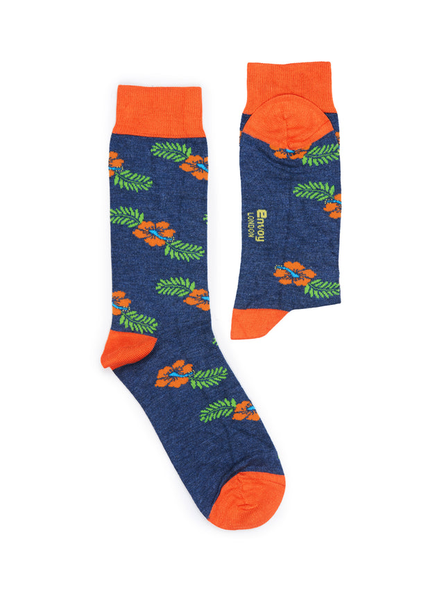 Dark Blue Bamboo Cotton Crew Socks