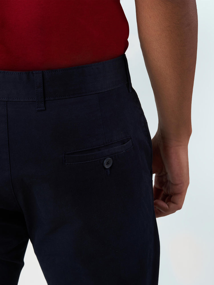 Smart Casual Dark Blue Cotton Stretch Chikago Fit Chinos