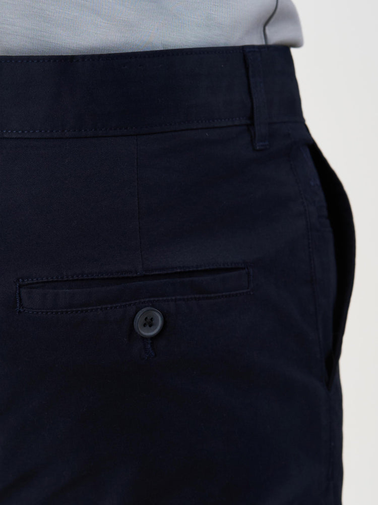 Smart Casual Dark Blue Cotton Stretch Slim Fit Chinos