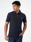 Dark Blue Cotton Plain Polo T-Shirt