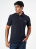 Dark Blue Cotton Plain Polo T-Shirt