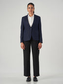 Dark Blue Linen Blend Regular Fit Blazer