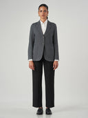 Dark Blue Linen-Cotton Notch Lapel Jacket