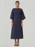 Solid Relaxed Fit Midi A-Line Dress