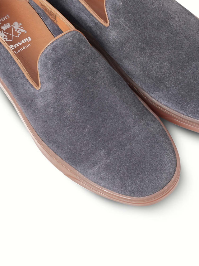 Nubuck Leather Embossed Slip-On Shoes