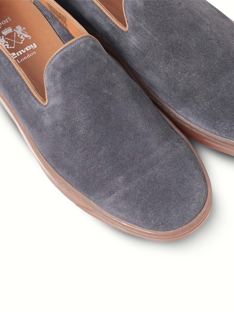 Nubuck Leather Embossed Slip-On Shoes