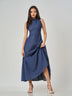 Dark Blue Sleeveless Regular Fit Maxi Frock