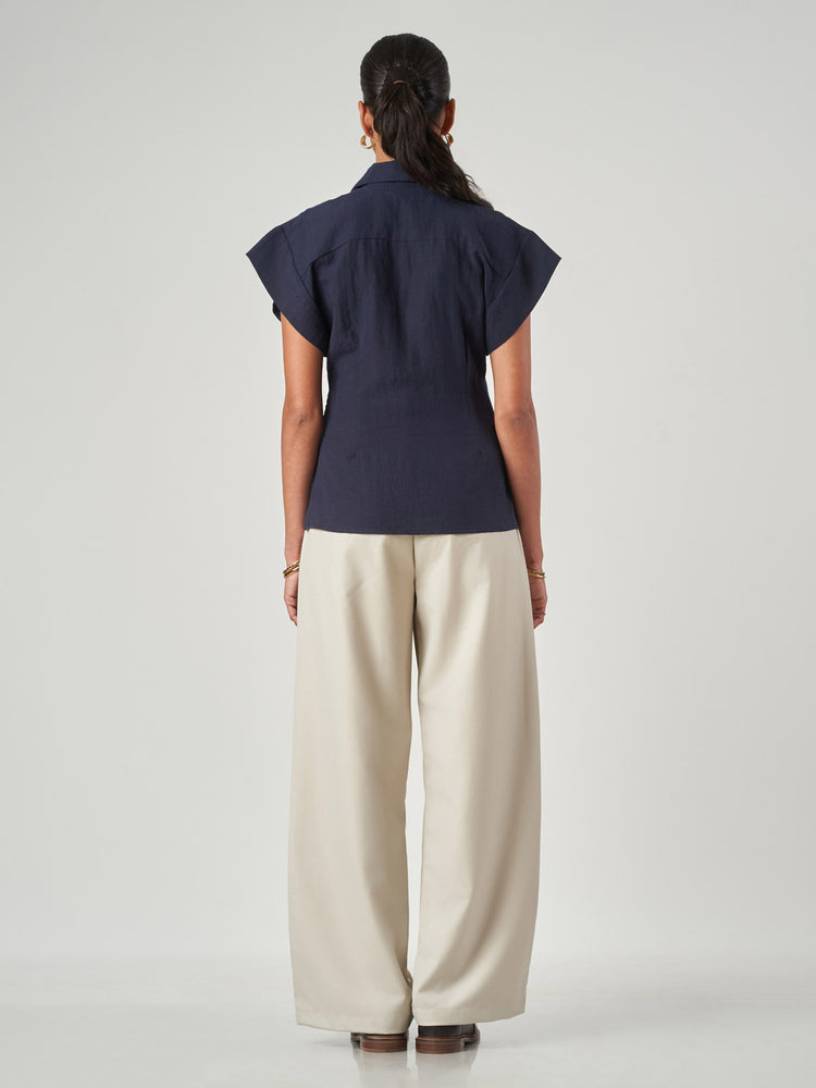 Short Sleeve Hidden Placket Shirt