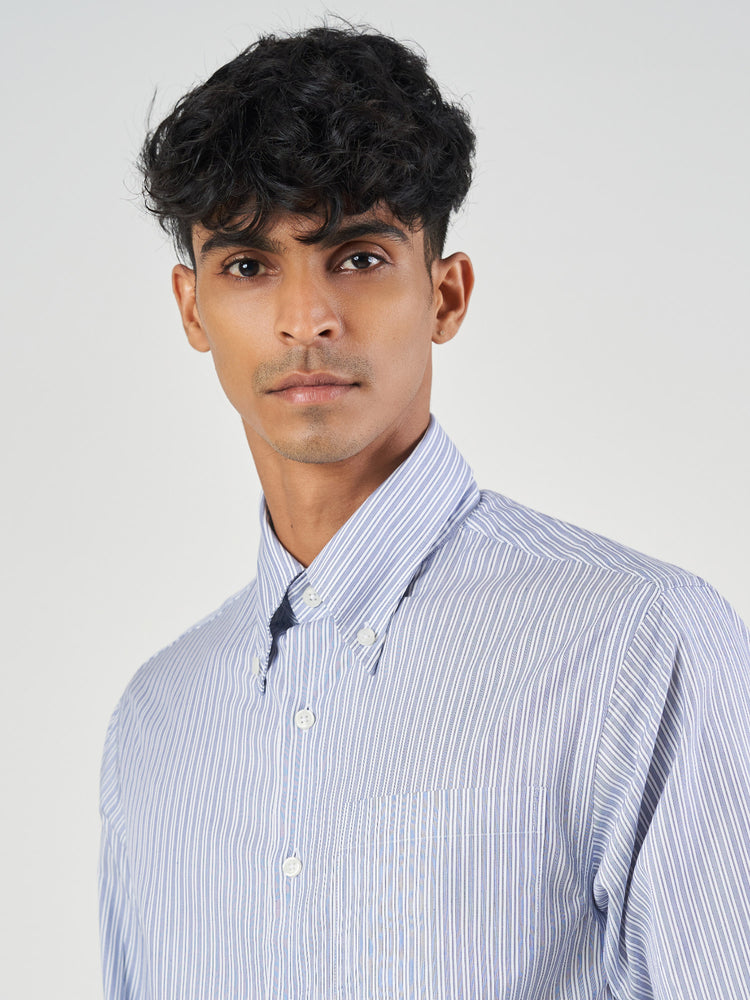 Striped Cotton Armstrong Collar Formal Shirt