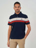 Dark Blue Striped Cotton Short Sleeve T-Shirt