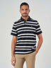 Dark Blue Striped Cotton Short Sleeve T-Shirt