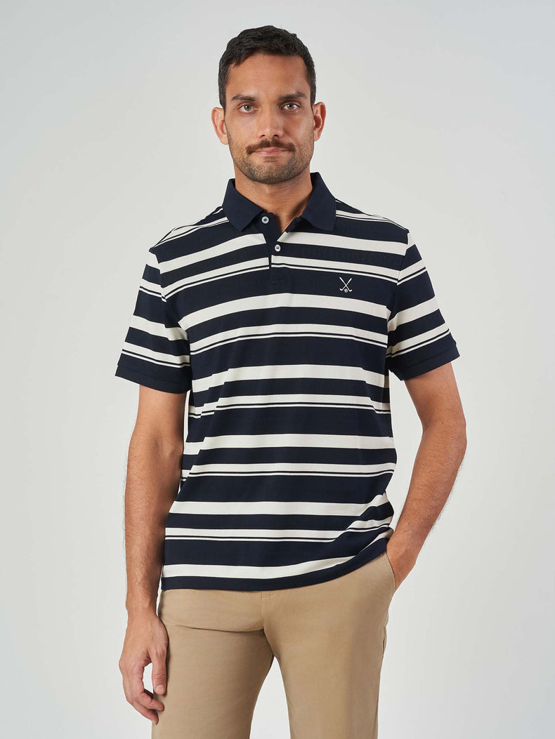 Dark Blue Striped Cotton Short Sleeve T-Shirt
