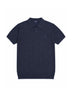 Dark Blue Textured Geometric Knit Regular Fit Polo Shirt