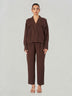 Dark Brown Crossover Shirt Trouser Set