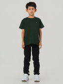 Dark Green Solid Cotton Crew Neck T-Shirt
