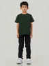 Dark Green Solid Cotton Crew Neck T-Shirt