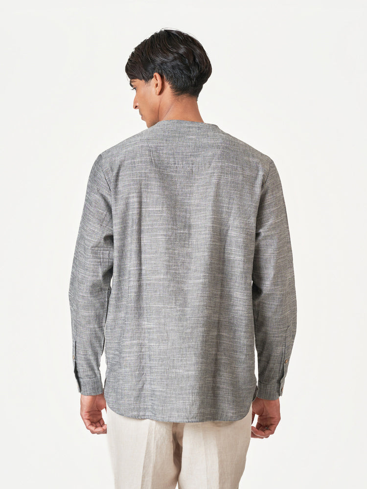 Dark Grey Plain Cotton Casual Kurtha