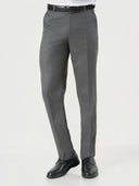 Dark Grey Polyester Viscose Regular Fit Formal Trousers