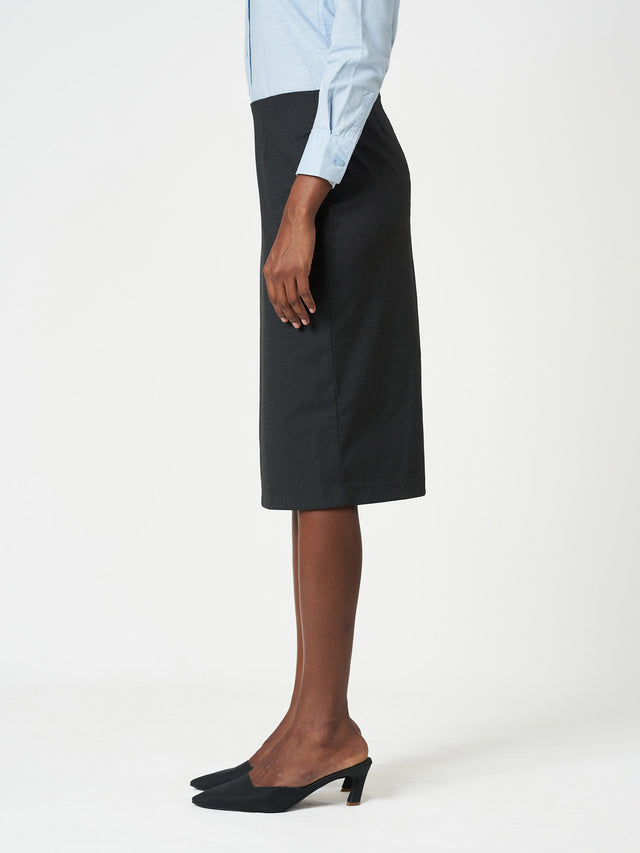 Plain Pencil Fit Midi Skirt