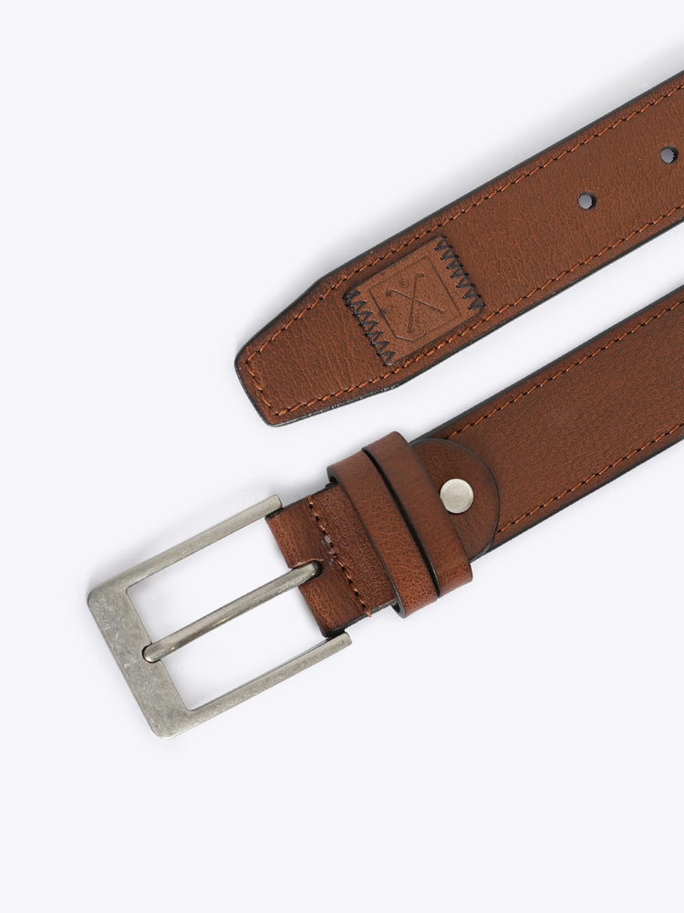Full Grain Leather Casual Belt with Edge Stitching