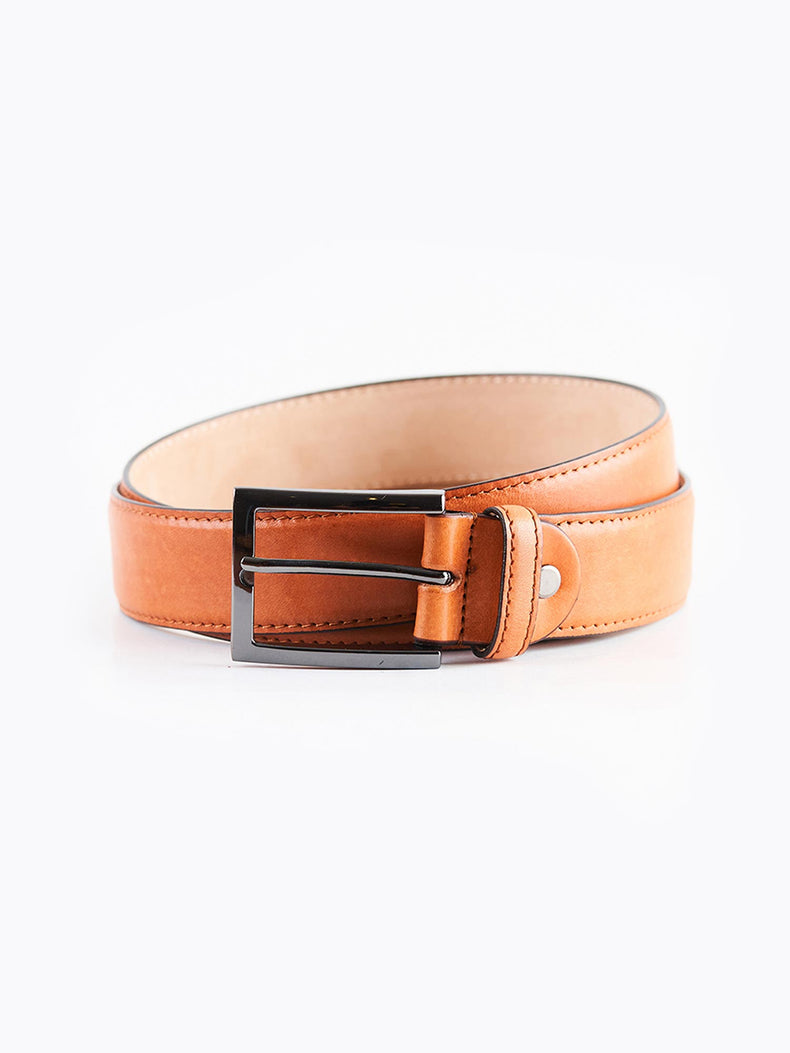 Dark Tan Leather Formal Belt