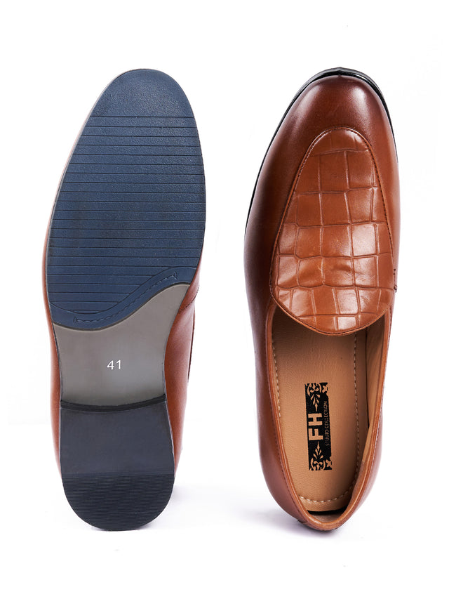 Genuine Leather Embossed Party Slip-On Shoes