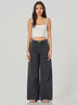 Black Cotton Blend Oversized Wide Leg Jeans
