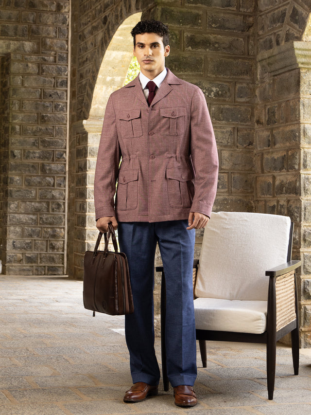 Textured Tailored Fit Safari Jacket