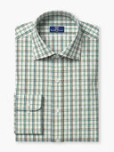 Green Brown Checked Cotton Twill Custom Shirt