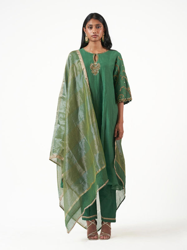 Chanderi Silk Beaded Shalwar Set