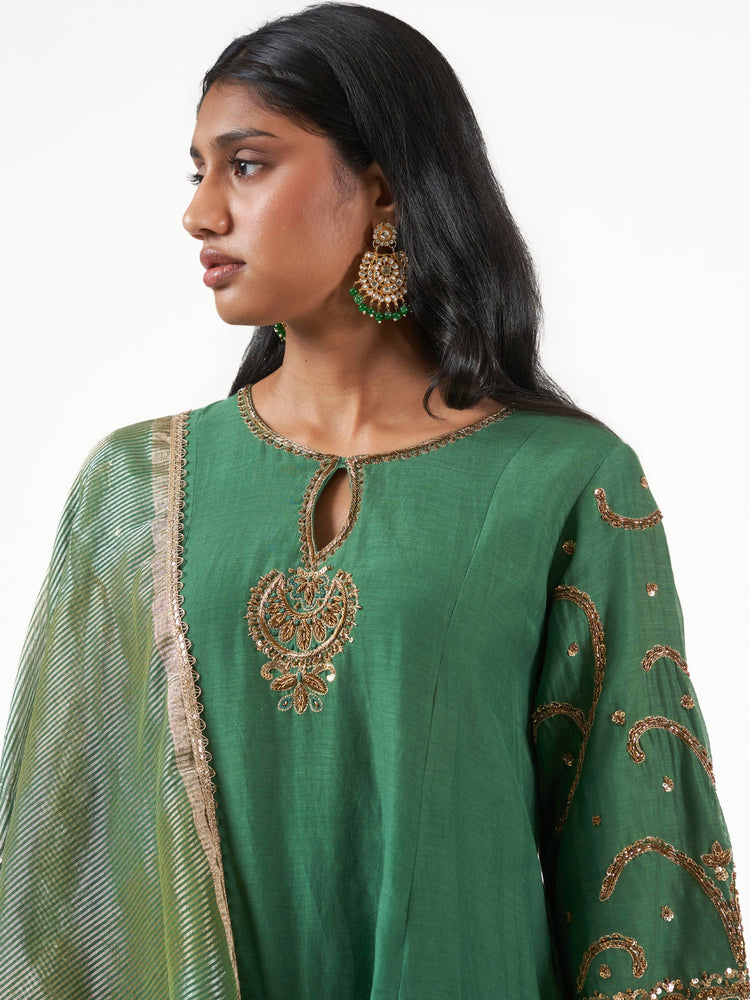 Chanderi Silk Beaded Shalwar Set