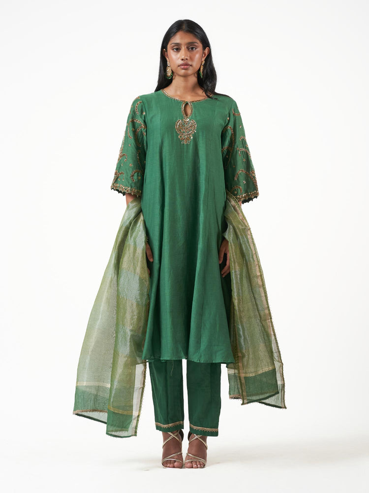 Chanderi Silk Beaded Shalwar Set