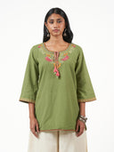 Cotton Thread Embroidery Short Kurti