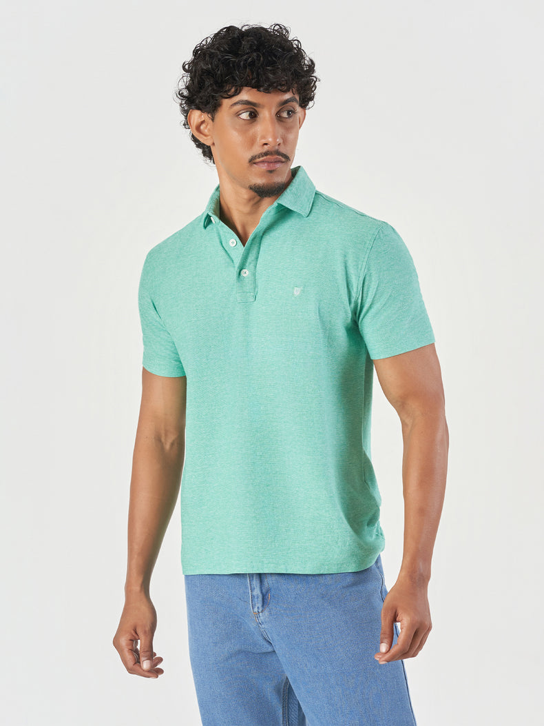 Green Cotton Plain Polo T-Shirt