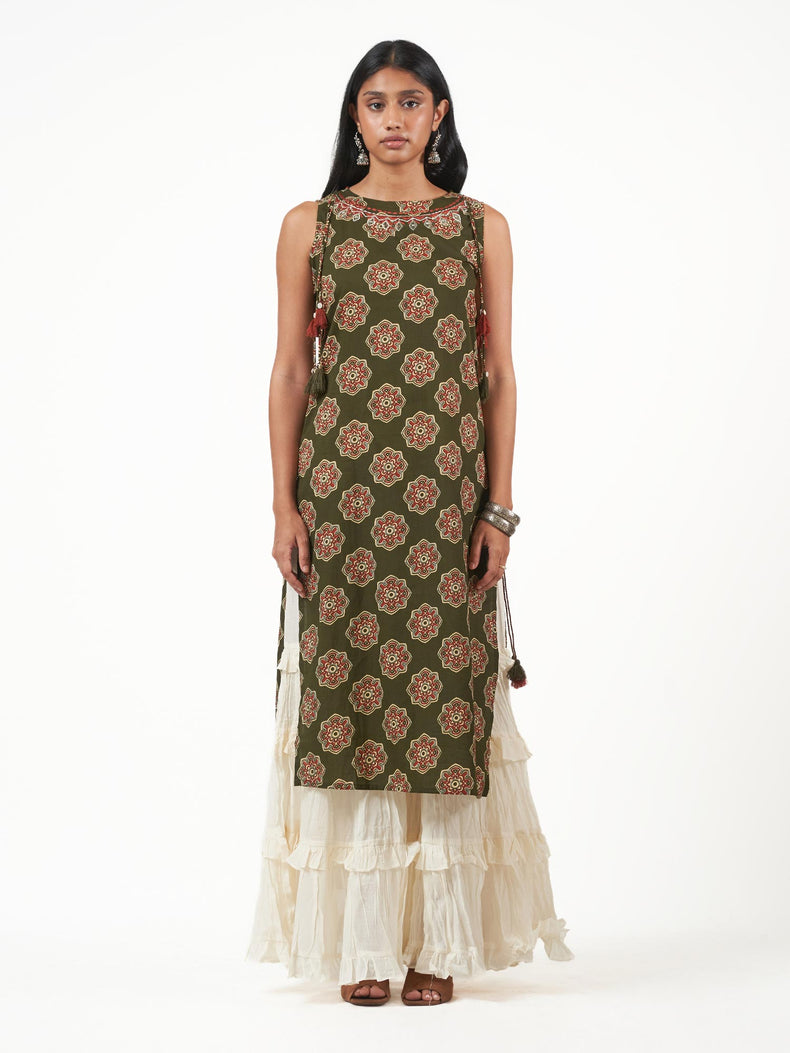 Cotton Screen Print Long Kurti Set