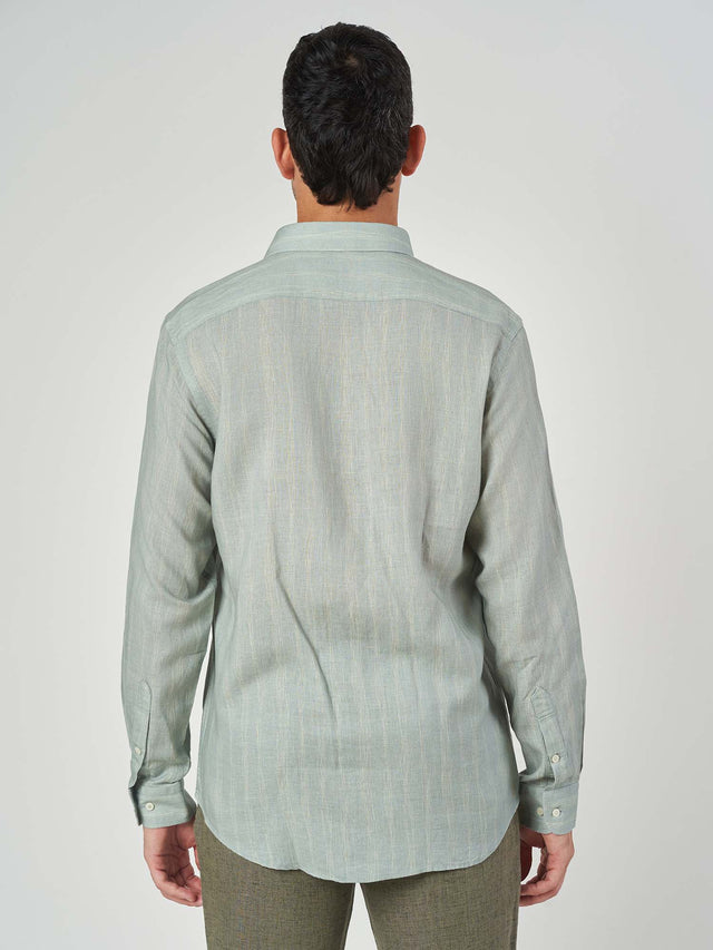 Green Design Linen Tailor Fit Shirt