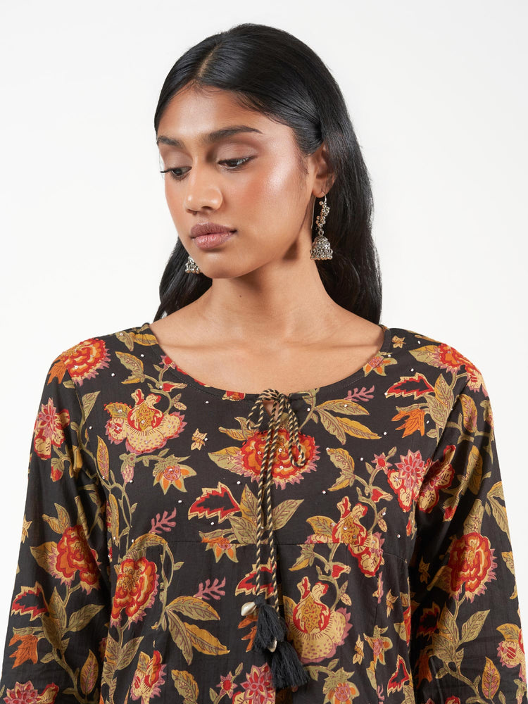 Ethnic Linen Printed Cord Set