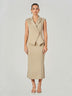 Pinstriped Wrap Vest Midi Skirt Set