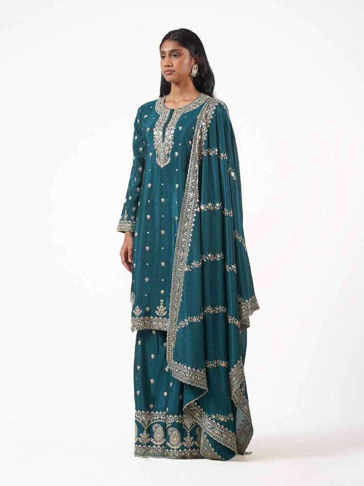 Raw Silk Embroidered Shalwar Set