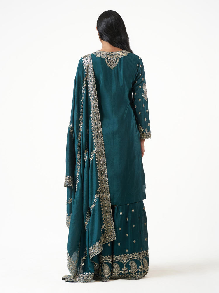 Raw Silk Embroidered Shalwar Set