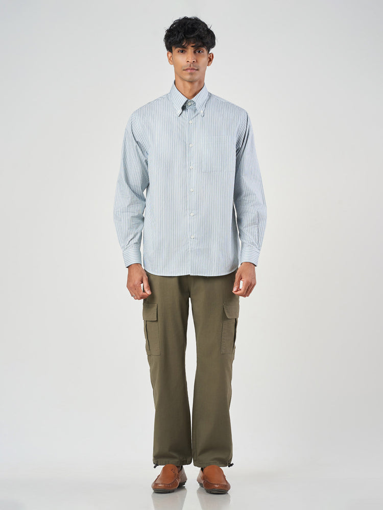 Striped Cotton Armstrong Collar Formal Shirt