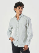 Green Striped Cotton Lounge Fit Shirt